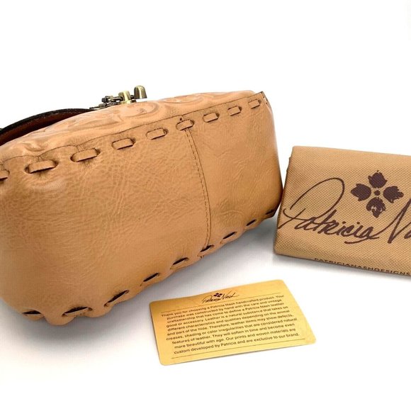 Patricia Nash Lucia Crossbody Shoulder Bag Tooled Biscuit Tan Leather NWT $189 - Picture 4 of 5